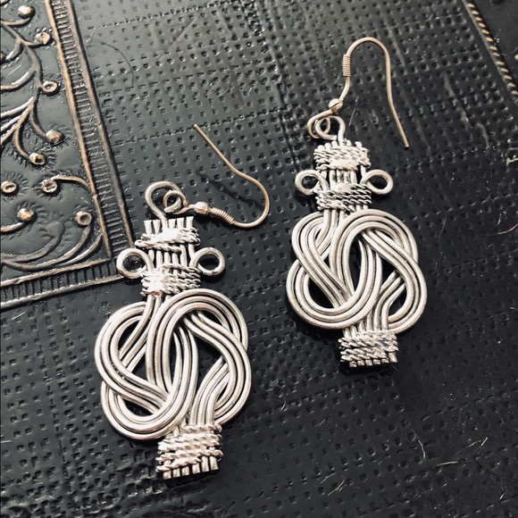 SOLD - Silver-Tone Buddha Knot Set - Necklace, Bracelet, Earrings - Picture 2 of 5